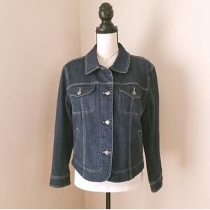 Chico's indigo stretch denim Jean Jacket 1 M 8 10
